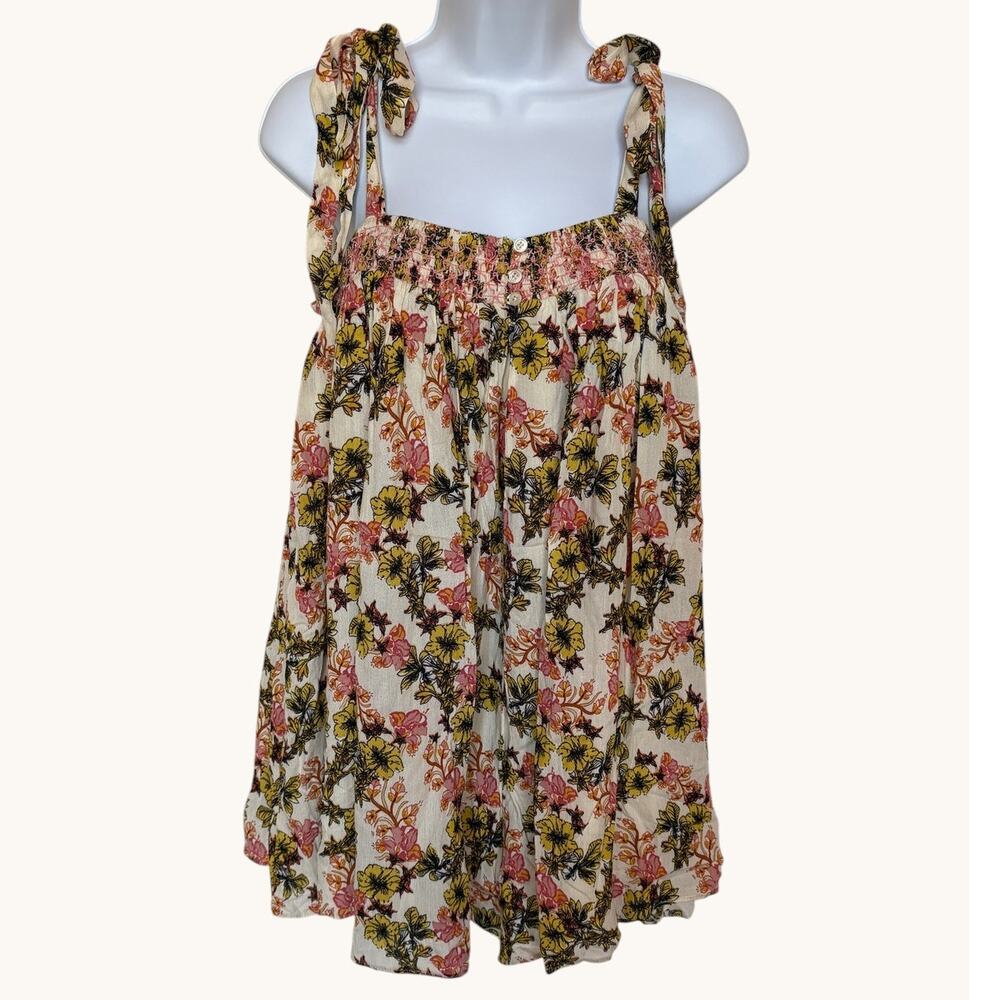 Free the Roses Fairy Boho Flounced Bow-Tie Floral Romper Ethereal Summer size S